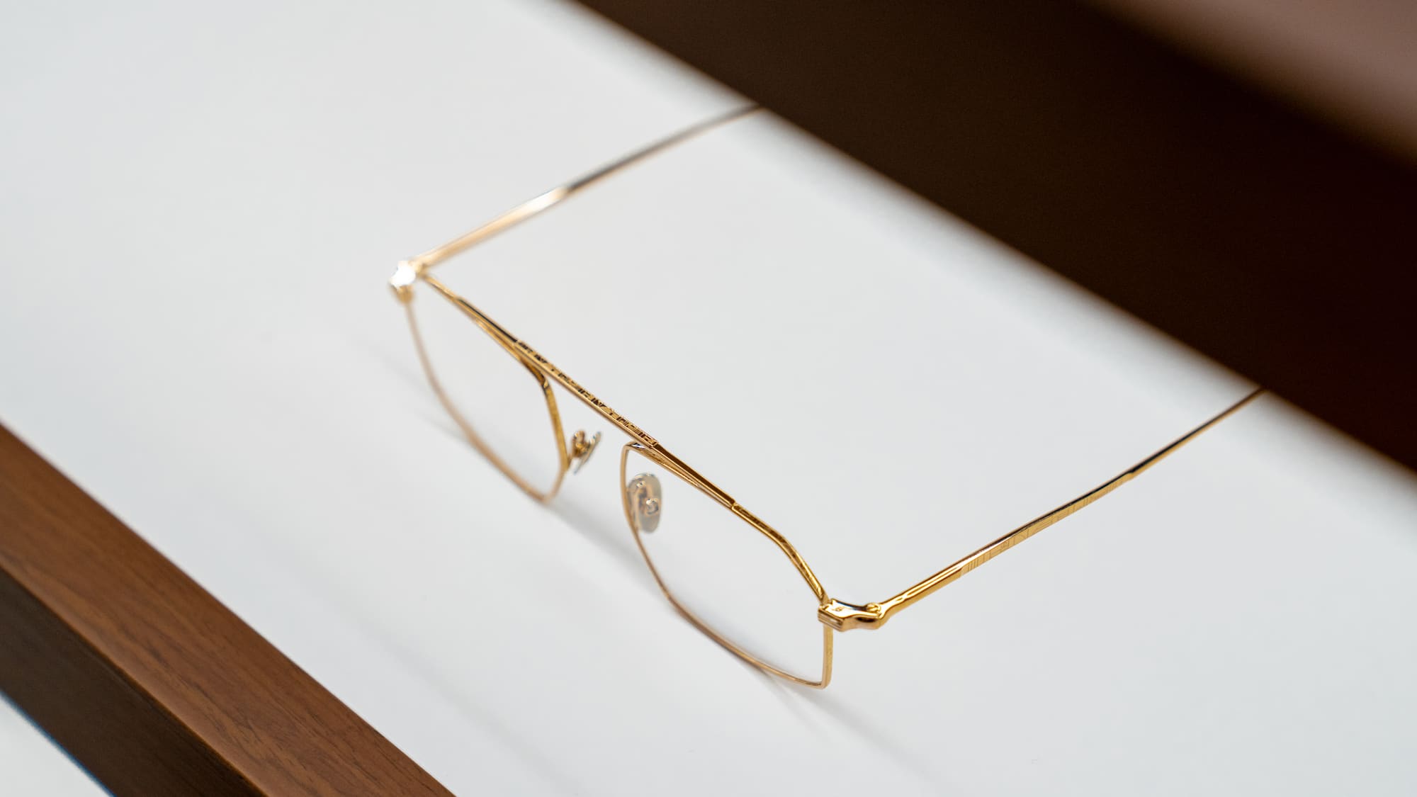Close-up of a fine gold metal frame
