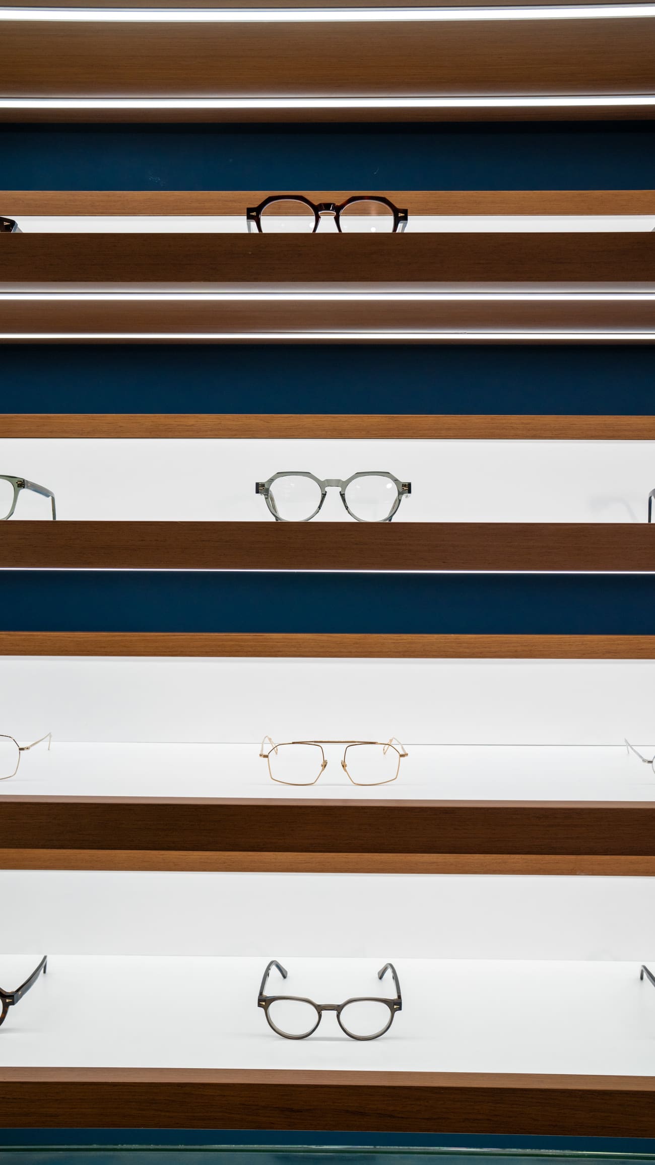 Shelves of designer optical frames