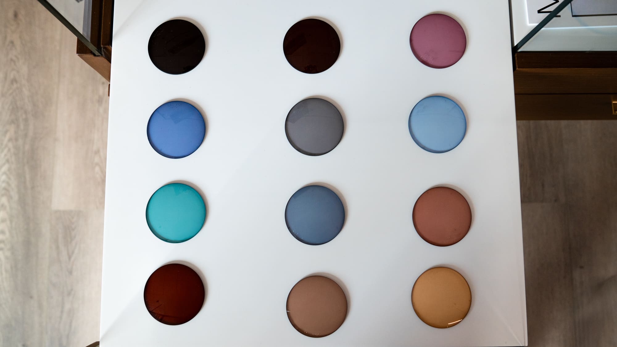 Grid of tinted lens colour samples